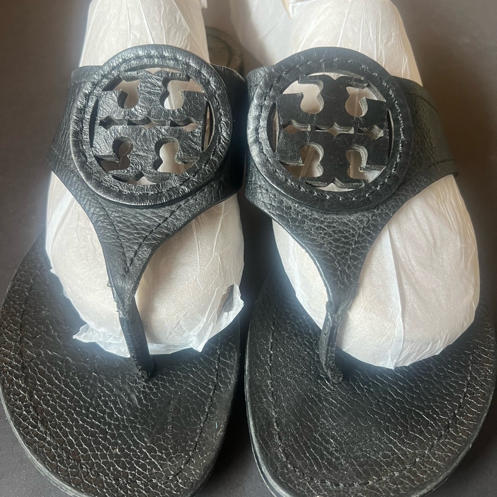 Tory Burch Black Miller Leather Sandals